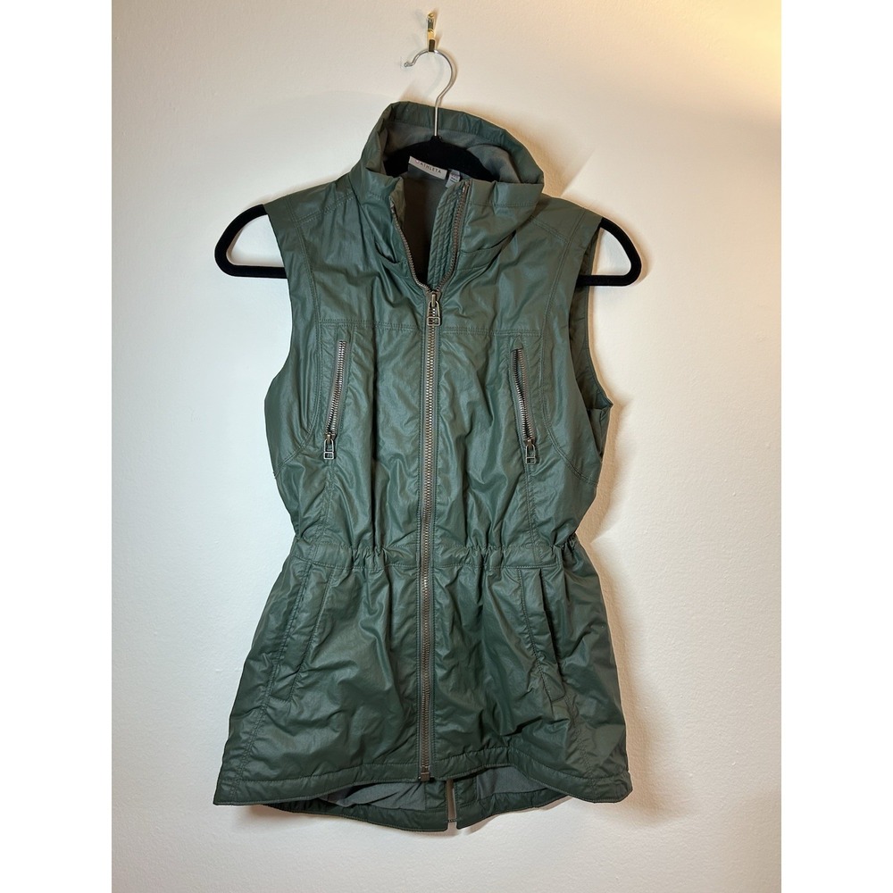 Athleta Green Alpine Vest Faux Fur NO HOOD Zip Pockets Size XXS Cut Tag *READ*